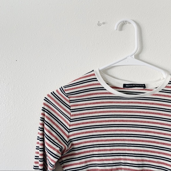 Brandy Melville pink striped cropped top - Picture 2 of 5